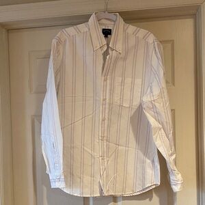 Noah White and Purple Striped Men's Button Down Shirt Sz L.  NWOT. Box8